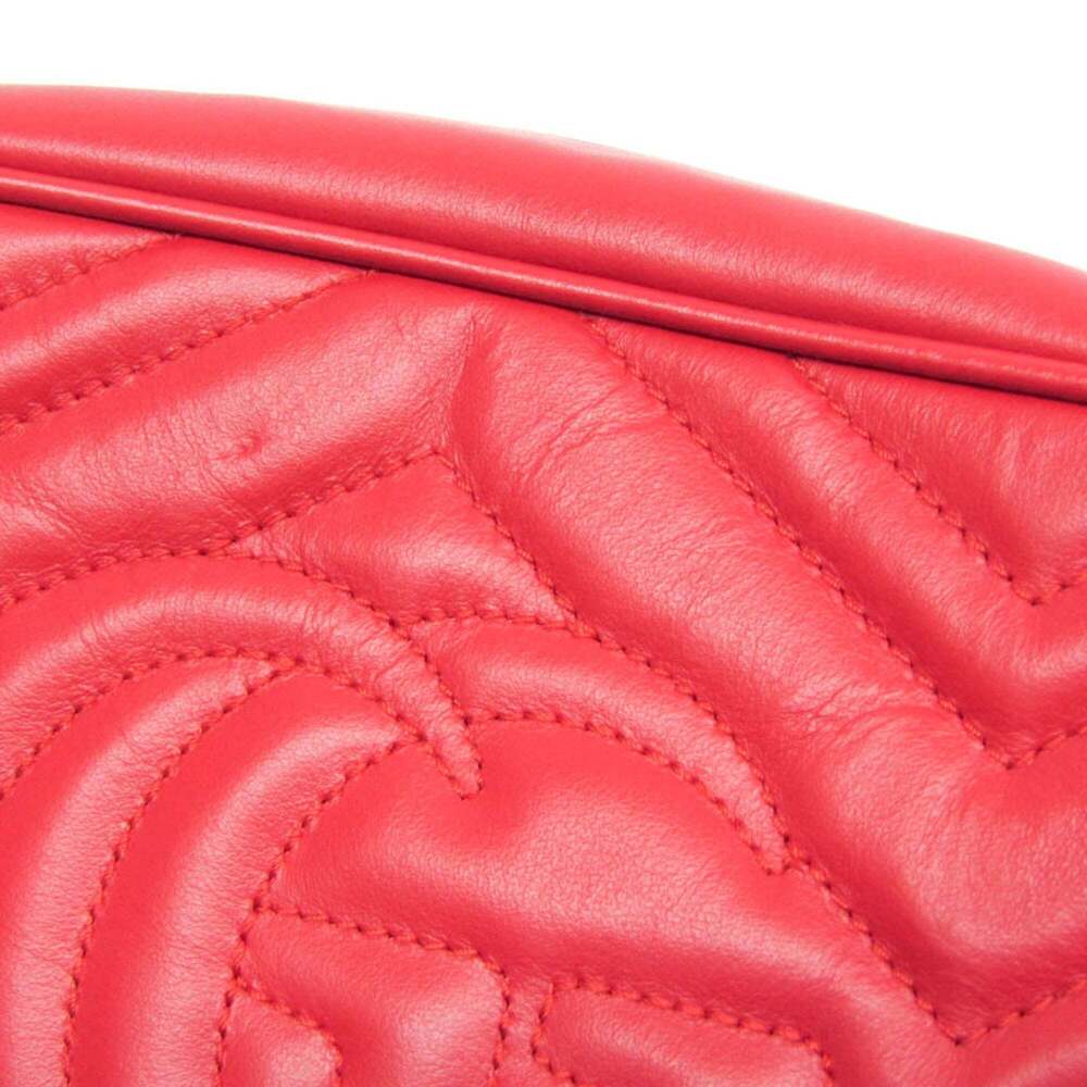 GUCCI Red Leather GG Marmont Shoulder Bag - Picture 8 of 12